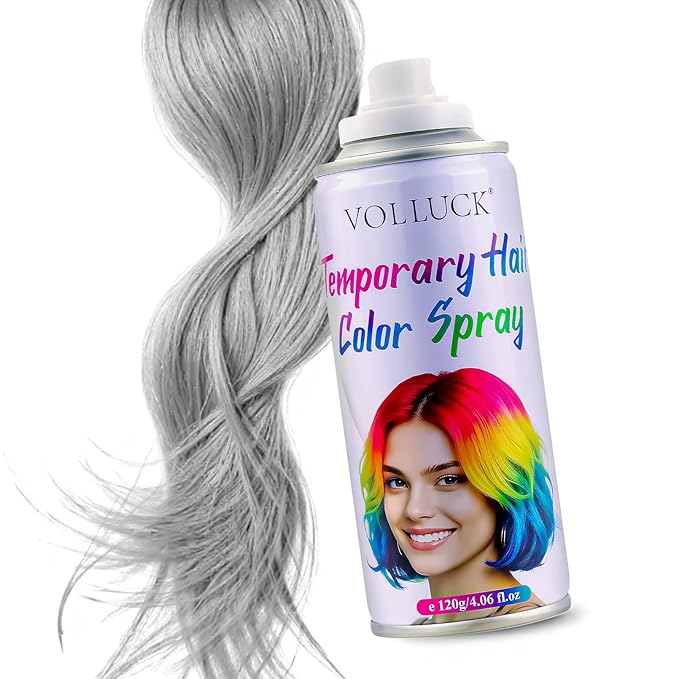 Hair Color Spray, Temporary Hair Dye for Women & Men, Vibrant Colors Hair Wax Gray Hair Cover for Party, Halloween, Cosplay (Silver, 120 ML)