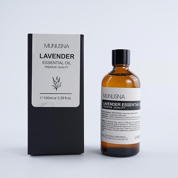 Lavender Essential Oil, Pure & Natural Lavender Oil 100ML, Premium Grade Essential Oils for Hair, Body, Skin, Aromatherapy Diffuser, Meditation, Massage, Home, Candle, Soap, Bath Bombs Making
