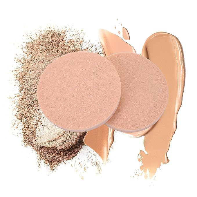 Round Sponge Puff Set,12 Pcs 2.2 Inch Facial Powder Puffs Foam Sponges For Liquid Foundation Makeup, Facial Cleansing