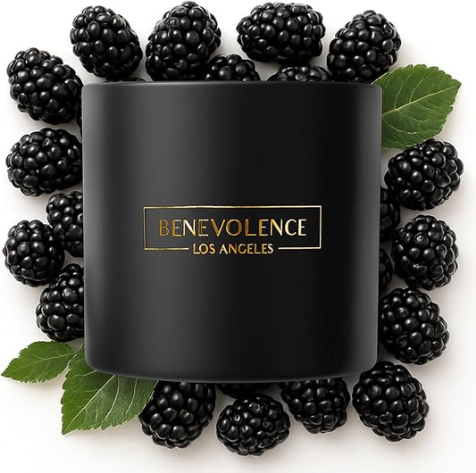 Benevolence LA 3 Wick Candle, Black Berries (Baies) Large Christmas Scented Candles | Soy Holiday Candle for Women and Men | Home Fragrance | Aromatherapy | Bathroom Freshener 14.5 Oz, 45 Hour Burn