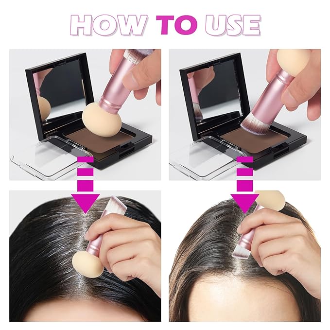 Acomler Root Touch Up Hair Color, Instant Root Cover Up, Black Hairline Powder, Gray Hair Cover Up Hair Fibers for Thinning, Hair Powder for Women Men Includes Makeup Brush (Black, 0.42oz)