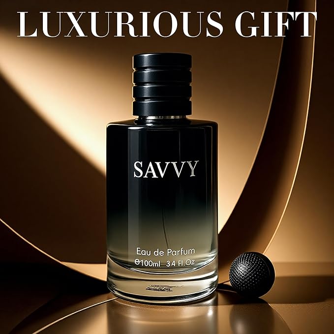 Savvy Long-Lasting Cologne for Men | Bergamot,Lavender,Nutmeg & Papua Vanilla Scent | Eau de Toilette 100ml Spray | Day to Night Fragrance