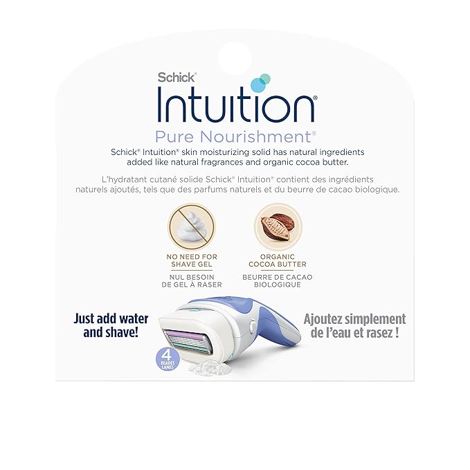 Schick Intuition Refill, Pure Nourishment Razors for Women | Intuition Razor Blades Refill with Organic Cocoa Butter, 6 Count (Pack of 1)