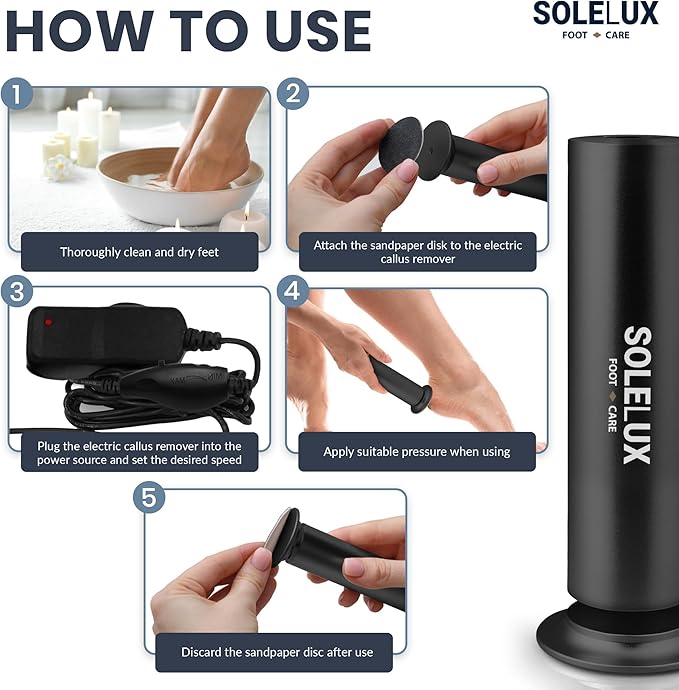 Upgraded 2025 Electric Foot File – Callus Remover for Women & Men with Adjustable Speed, 60 Sanding Pads & Dead Skin Exfoliation – at-Home Pedicure Tool for Dry, Cracked Feet(Black)