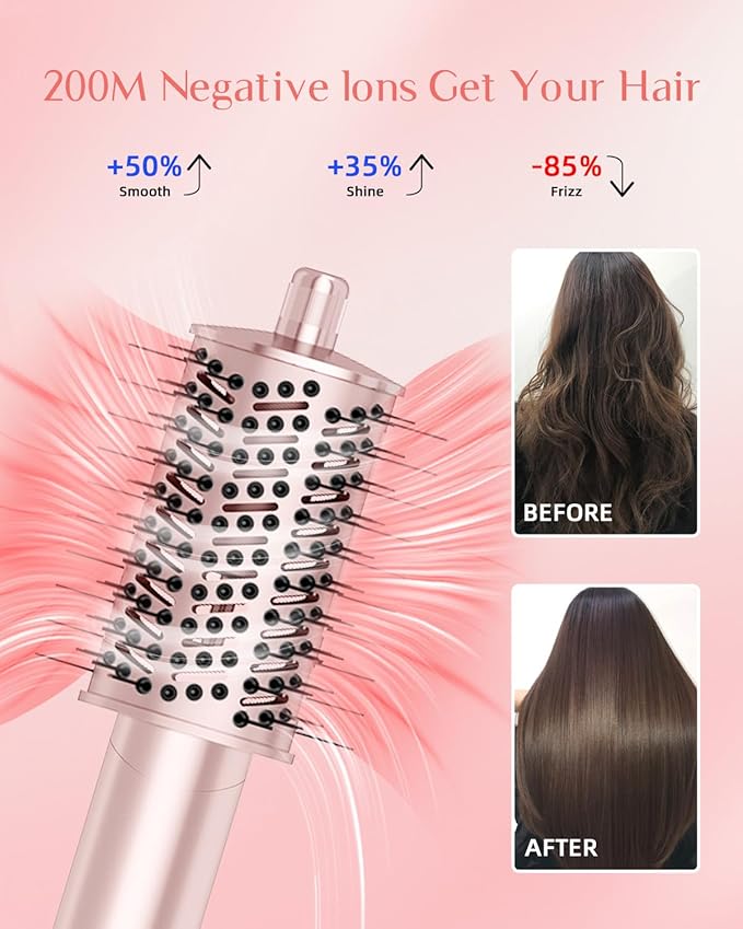 RUCHA 5 in 1 Hot Air Styler, 110,000 RPM High Speed Blow Dryer Brush, Foldable air Curler for Hair, Negative Ion Hot Air Bursh for Frizz-Free Styling Fast Drying Curling Straightening Volumizing