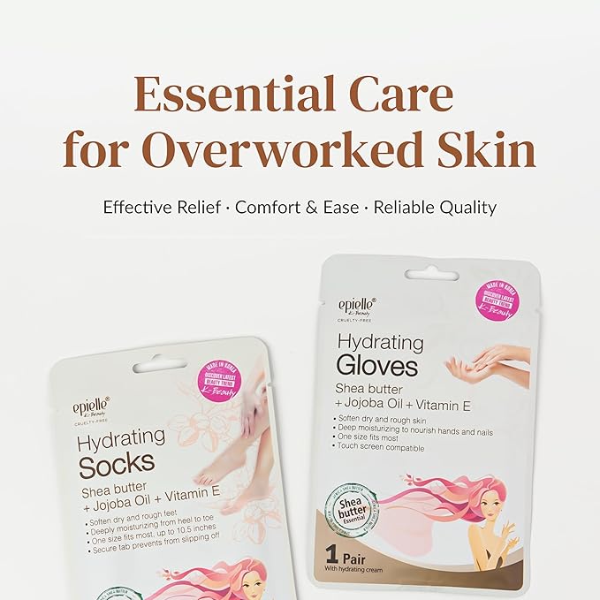 Epielle Hydrating Hand & Foot Masks for Dry, Overworked Skin, Self Care Gifts for Women, Spa Kit, Stocking Stuffers, Thanksgiving Essentials, 6 Moisturizing Gloves & 6 Moisturizing Socks