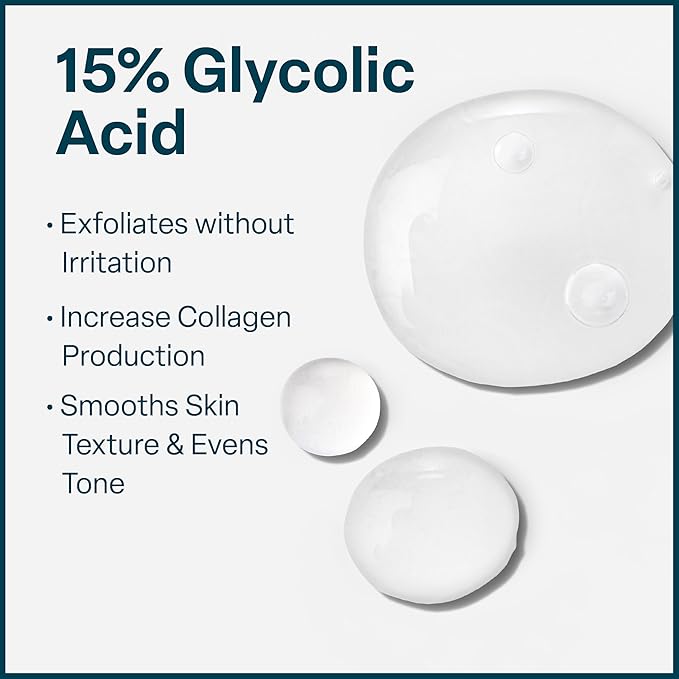 QRxLabs 15% Glycolic Acid Face Serum - 1 Fl Oz - Brightening Serum & Exfoliating Treatment - Skin Care for Dark Spots, Fine Lines & Wrinkles