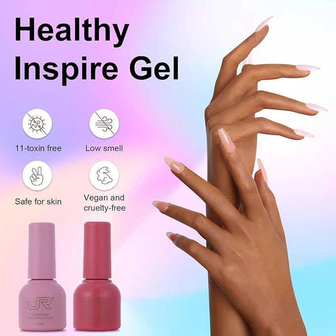 JR 35pcs 10ml Gel Nail Polish Same Color Same Bottle Red Pink Nude Gel Polish Set Base Top Matte Coat For Nail Salon Professional Nail Art Manicure for Women A Set
