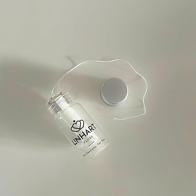 Linhart Dental Microfiber Dental Floss – 25m Eco Refillable Glass Bottle – Mint & Xylitol – Gentle, Non-Tearing, Dentist Designed – Sustainable, Vegan, BPA-Free, Freshens Breath Naturally