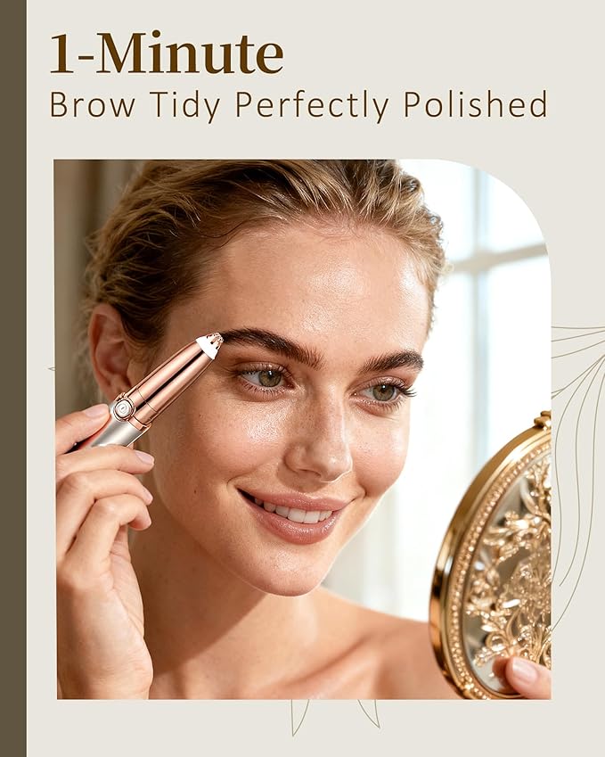 Eyebrow Trimmer for Women, Eyebrow Razor: Rechargeable Facial Hair Removal for Women with 2 Replacement Heads & LED Light, Electric Painless EyeBrow Shaver Hair Removal Device for Eyebrows/Lips/Face