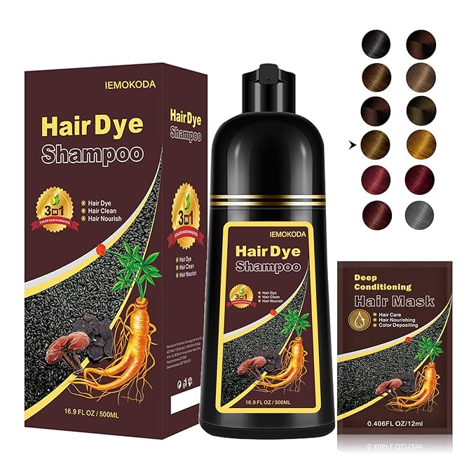 Natural Chestnut Brown Hair Dye Shampoo 3 in 1, Instant Brown Hair Shampoo, Hair Color Shampoo, Shampoo Para Canas Mejur & Champu Para Canas, Shampoo Hair Dye (Chestnut Brown)