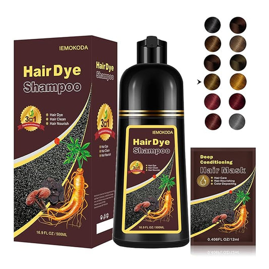 Natural Chestnut Brown Hair Dye Shampoo 3 in 1, Instant Brown Hair Shampoo, Hair Color Shampoo, Shampoo Para Canas Mejur & Champu Para Canas, Shampoo Hair Dye (Chestnut Brown)