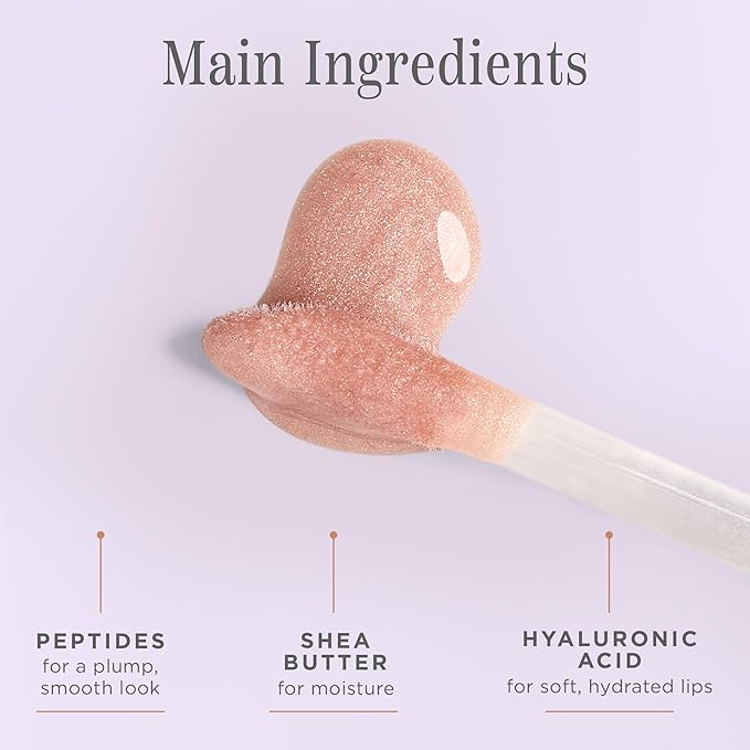 Cote Beauty's Euphoria Peptide Lip Shine, Ultra Hydrating & Long-Lasting Shimmery Sheer Nude Plumping Lip Gloss for Women with Hyaluronic Acid, Shea Butter & Jojoba Oil, Vegan & Cruelty-Free, 0.12FlOz