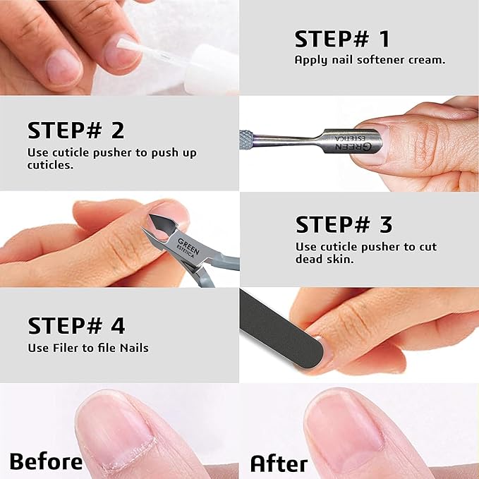 Professional Cuticle Trimmer with Cuticle Pusher Nail Cuticle Remover Nipper Silver Stainless Steel Sharp Blades Manicure Tools with Double Spring Nail Care Pedicure Nail Tools Home Spa (Gray)