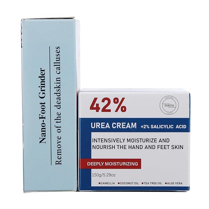 OUKEYA Urea Cream 42 Percent for Foot & Hand Cream with Foot Files for Dry Cracked Urea Lotion for Feet Maximum Strength Foot Cream for Dry Cracked Treatment