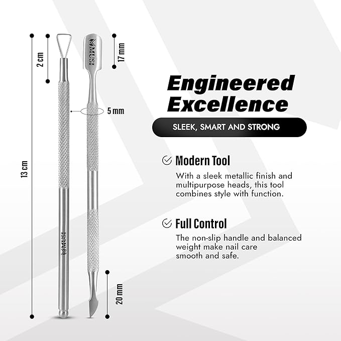 MUSI 4-Piece Cuticle Care Kit – Precision Cuticle Nipper, Pusher, Scraper & Cuticle Scissors – Stainless Steel Manicure Tools Set for Nail & Skin Grooming – Salon & Home Use