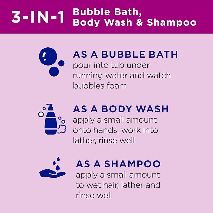 Dr Teal's Kids 3-in-1 Bubble Bath, Body Wash & Shampoo, Boost & Renew Elderberry with Vitamin C, 20 fl oz. (Pack of 3)