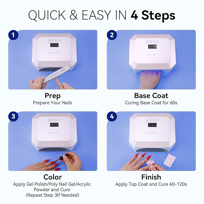 Makartt UV LED Nail Lamp: UV Light for Gel Nails Rechargeable Aurora 36W Gel Lamp with 4 Timers & Auto Sensor Professional Fast Curing Cordless Nail Light for Home Salon Manicure