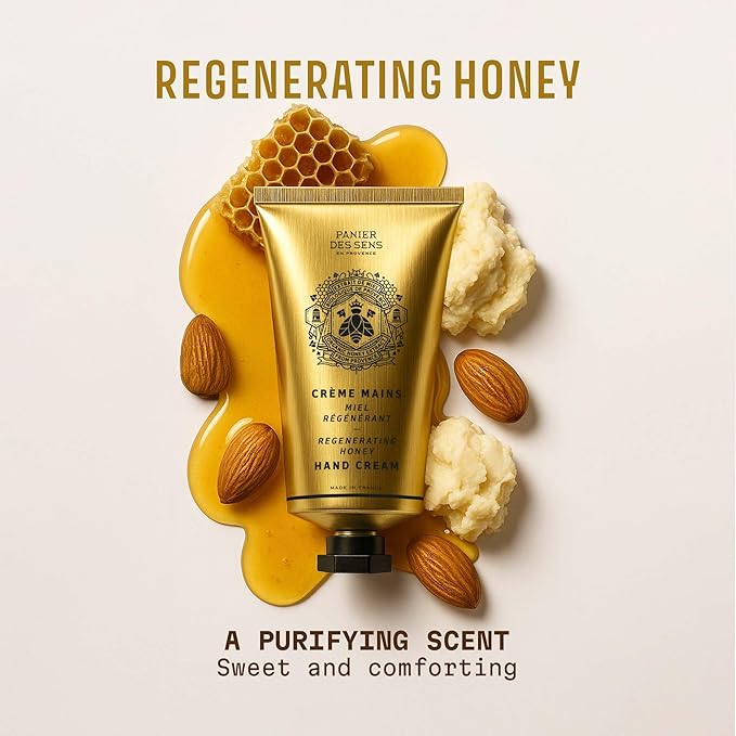 Panier des Sens Honey Hand Cream - Nourishing Shea Butter Hand Cream for Dry Cracked Hands 97% Natural Ingredients - Dermatologically Tested Hand Lotion for Woman Made in France, 2.5 fl oz