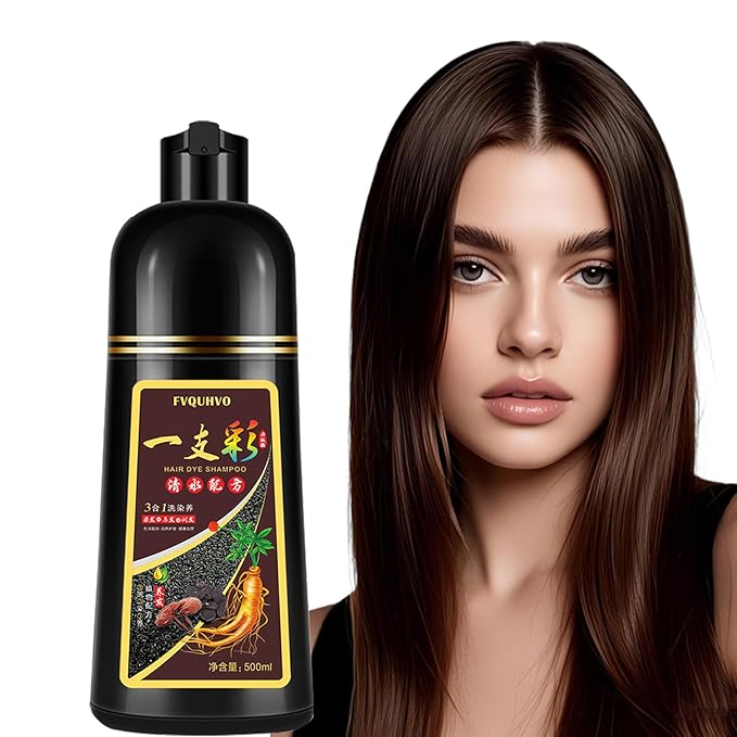 Fvquhvo Hair Dye Shampoo 3 in 1, Hair Color Shampoo, Light Brown Hair Dye, Brown Hair Shampoo, Colors in Minutes, Easy to Use, 16.90 Fl Oz