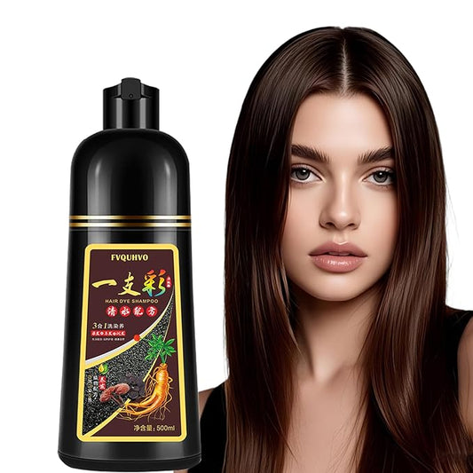 Fvquhvo Hair Dye Shampoo 3 in 1, Hair Color Shampoo, Light Brown Hair Dye, Brown Hair Shampoo, Colors in Minutes, Easy to Use, 16.90 Fl Oz