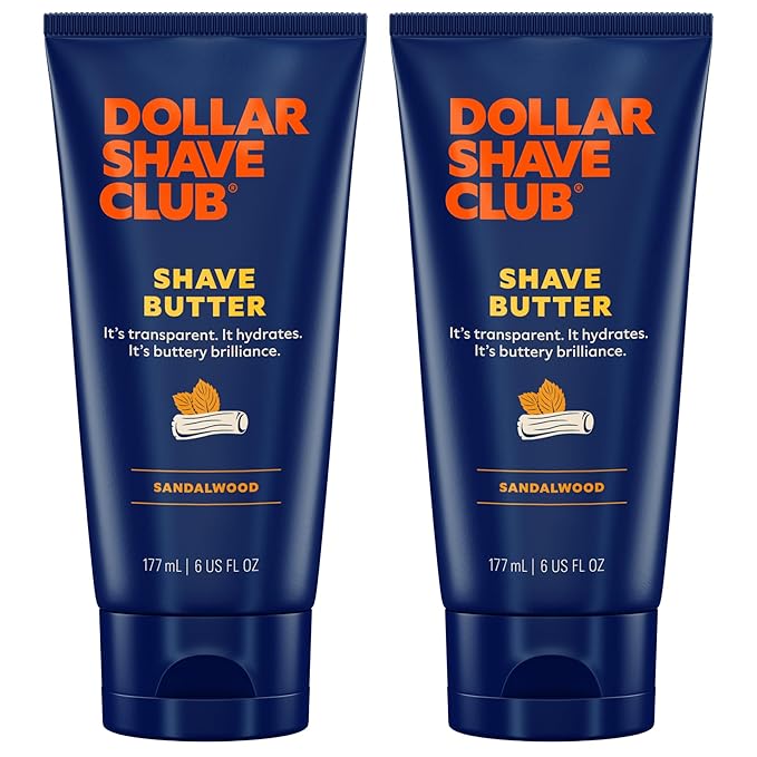 Dollar Shave Club | Shave Butter 6 ounce (2 Pack) Sandalwood | Translucent Shaving Cream for Sensitive Skin