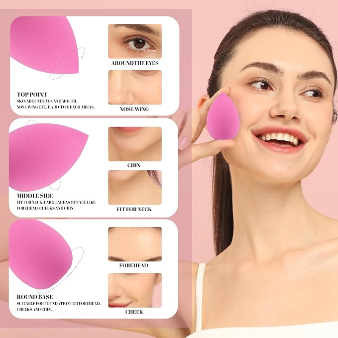 FANDAMEI 15 PCS Makeup Sponge Set, 5 PCS Makeup Sponges, Latex Free Soft Makeup Sponges For Foundation With Container, 10 PCS Triangle Powder Puff, Makeup Puff, For Powder, Cream and Liquid Cosmetic