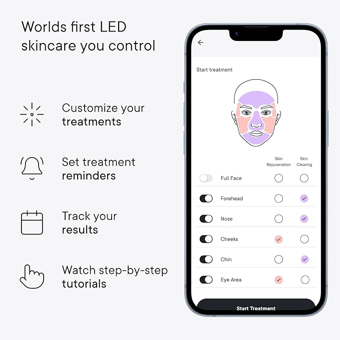 Qure Red Light Therapy for Face – LED Mask with 5 Light Modes for Anti-Aging, Acne, Wrinkles & Dark Spots, 3-Min Wireless Daily Treatments, Smart App Control with Reminders, FDA Cleared