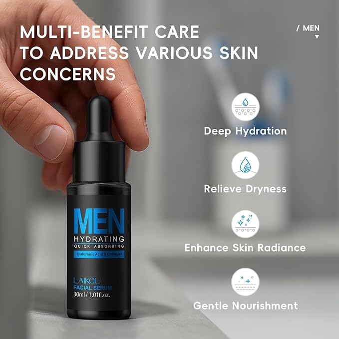 LAIKOU Skin Care Set, Gifts for Men, Skincare Gift Set, Men Skincare with Facial Cleanser, Toner, Eye Cream, Serum, Cream Father's Day Christmas Birthday Valentines for Him Dad Husband Boyfriend