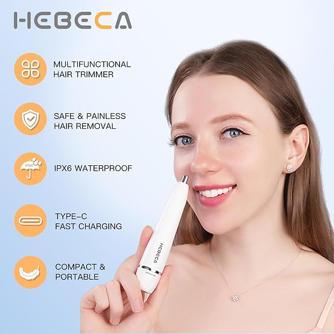 Nose Hair Trimmer for Women Men - Electric Ear and Nose Hair Trimmer - 2 in 1 Facial Hair Remover Portable for Painless Face Eyebrow Trimmering Waterproof (Pearl White 2in1)