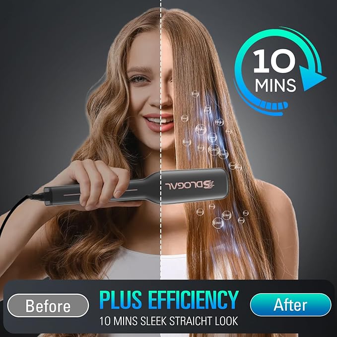 sdlogal Hair Straightener Brush – Hair Straightening Iron with Built-in Comb, 20s Fast Heating & 5 Temp Settings & Anti-Scald, Perfect for Professional Salon at Home (Black - Matte)