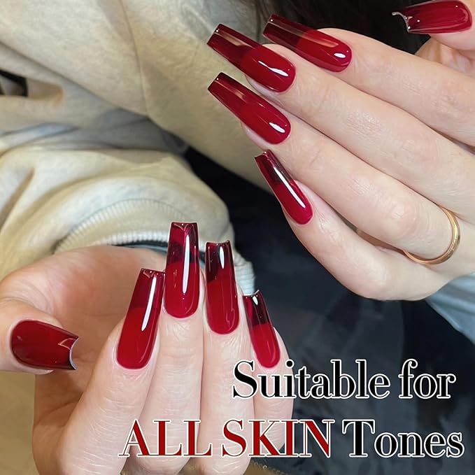 Double Rhythm 15ML Gel Polish Pure Sheer Same Color Same Bottle Soak Off Gel Polish Art Manicure Salon DIY at Home for Women (Translucent Red-A1449)