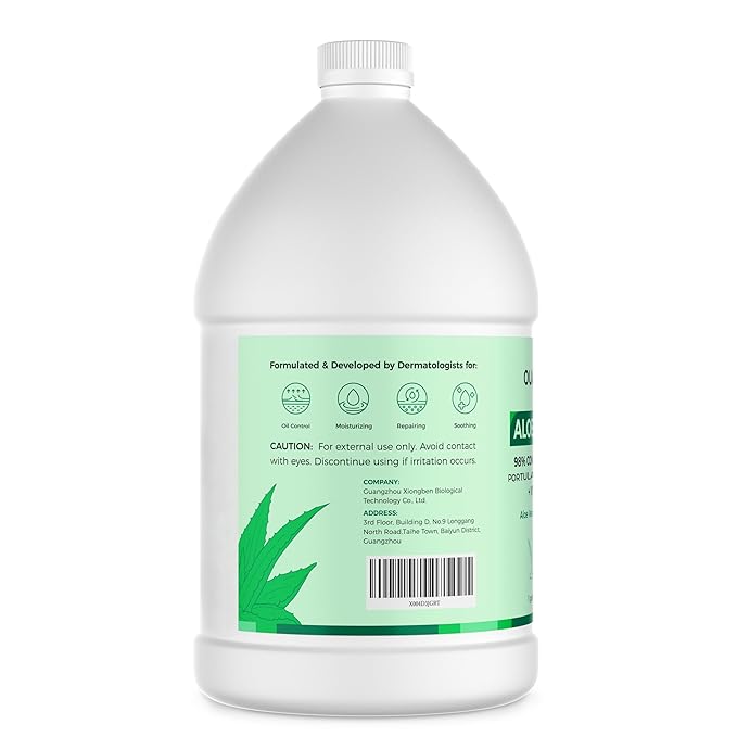 OUKEYA 1 Gallon, Aloe Vera Gel – Soothing, Hydrating, and Nourishing for Face & Body | 98% Natural Aloe Vera, Pure & Organic for After Sunburn Relief, Skincare & Hair Hydration, Calming Moisturizing