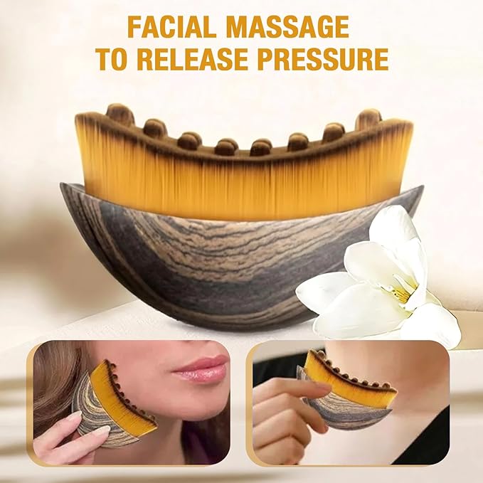 Lymphatic Contour Face Brush, 3 PCS Lymphatic Drainage Brush, Soft Bristles Lymphatic Drainage Massager, Portable Ergonomic Beauty Tool with Travel Case, Suitable for All Skin Types