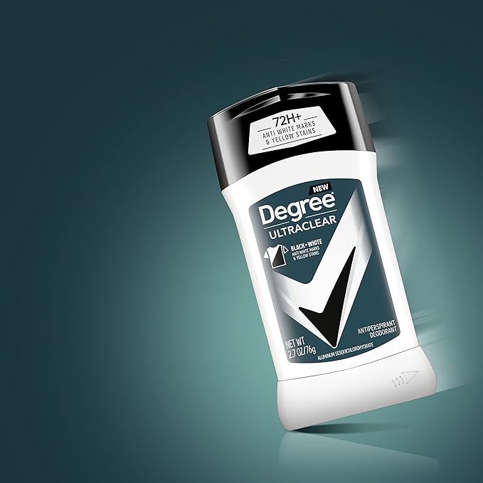 Degree Men UltraClear Antiperspirant Deodorant Black + White 72-Hour Sweat & Odor Protection Antiperspirant For Men With MotionSense Technology 2.7 Ounce (Pack of 4)