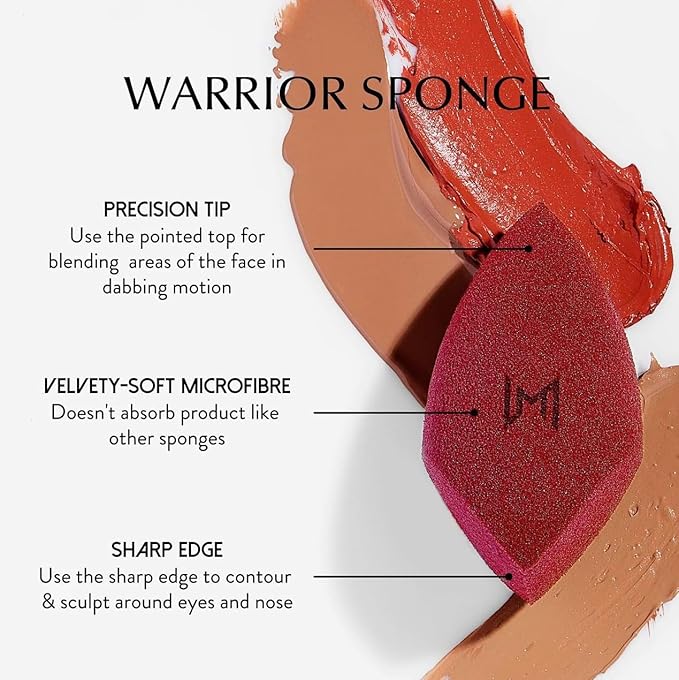NATASHA MOOR Makeup Blender “Warrior” - Velvety Microfiber, Premium, Vegan, Latex-Free - Ideal for Flawless Makeup Application, Undereye Concealing, Contouring - Beauty Blender Sponge for Blending