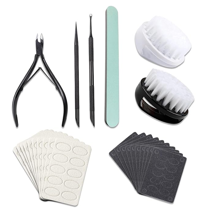 Cuticle Pusher Cuticle Nipper Set, Russian Pre-Treatment Nail Pushers, Cuticle Remover with 100/180 Grit Sandpaper, 7mm Full Jaw Cuticle Trimmer, Nail Care for Manicure Pedicure Nail Art