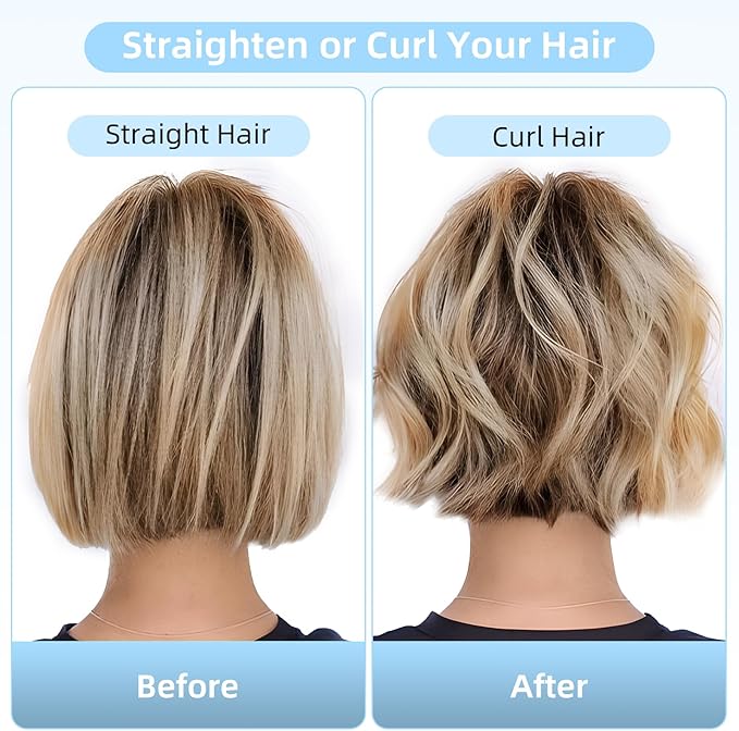 CARESKY® Cordless Curling Iron Brush, 1.5 Inch Mini Travel Hair Curler with 200 Million Negative Ions, Portable Heated Round Straightener Brush Rechargeable for Curl, Touch-Up, De-Frizz, Styling