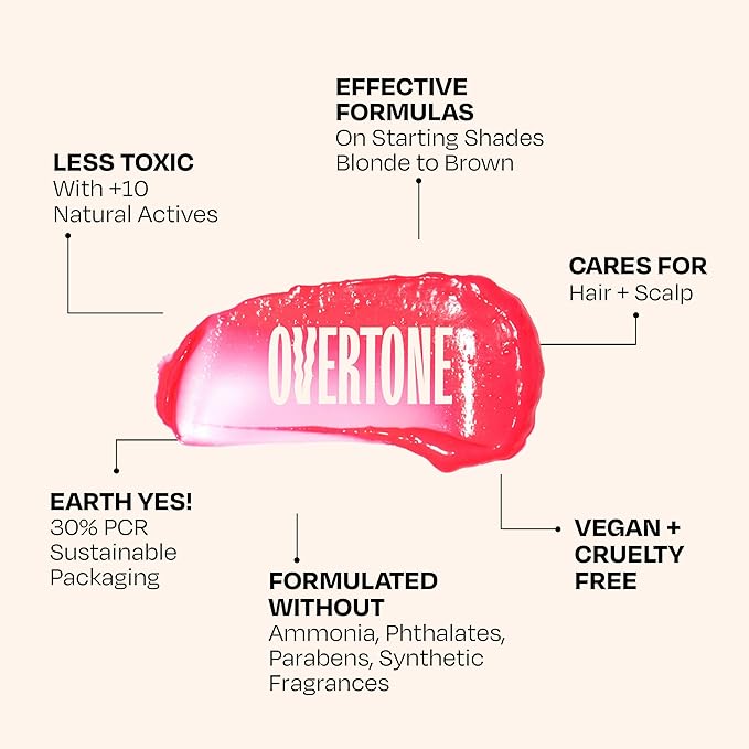 Overtone Daily Color Depositing Conditioner, Golden Rose, 4.5oz, Hydrating, Damage-Free Temporary Hair Color for All Hair Types with Shea Butter & Coconut Oil, Vegan & Cruelty-Free