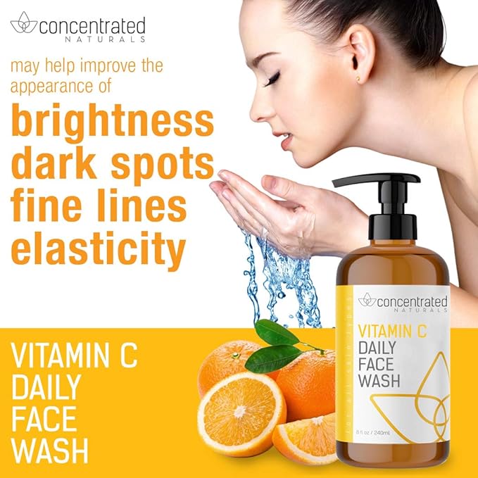 Vitamin C Face Wash Daily Cleanser w/Marine & Plant Extracts & Retinol | Works to Help Cleaner, Brighten & Balance Complexion 8 Fl. Oz. | 240mL