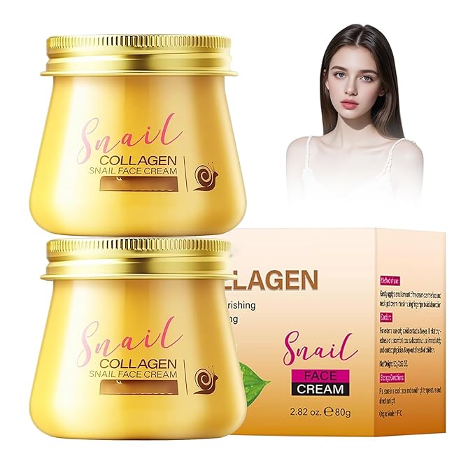 Snail Collagen Face Cream,Snail Hydrating Anti-Wrinkle and Rejuvenating Cream,Brightening Moisturizing Repair Firming Collagen Cream for Women (2PCS)
