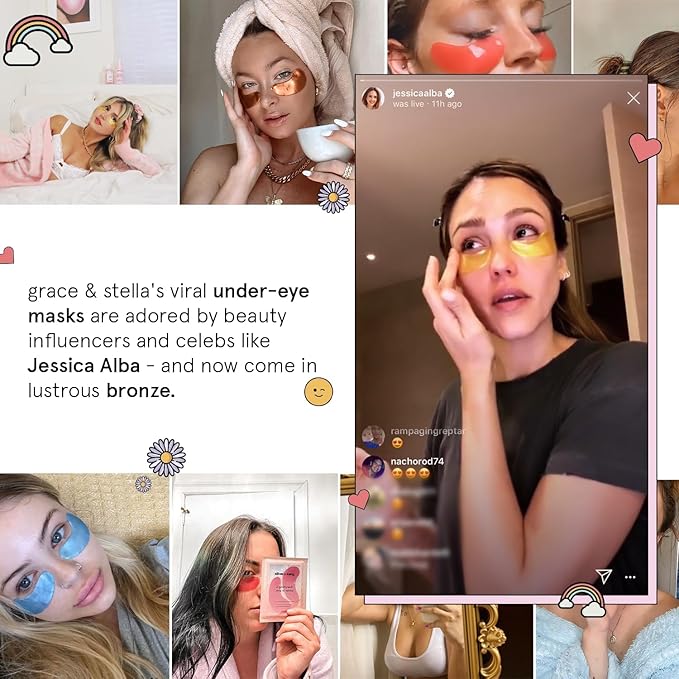 grace & stella Caffeine Under Eye Patches - Awakening Eye Patches for Puffy Eyes and Dark Circles - Under Eye Mask Patches with Niacinamide & Hyaluronic Acid - Vegan, Holiday Gift (Bronze, 6 Pairs)