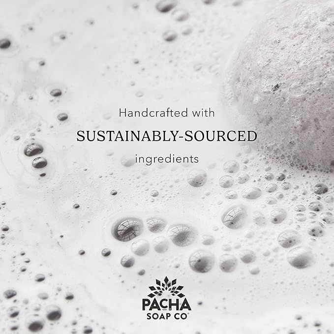 Pacha Soap Co. Bath Bombs - Vanilla & Sage Scent, Handcrafted, Nourishing & Moisturizing Fizzing Bath Frothers with Clean Ingredients, Non-Toxic, Dye and SLS-Free, Made in The USA, 3-Pack, 5 oz Each