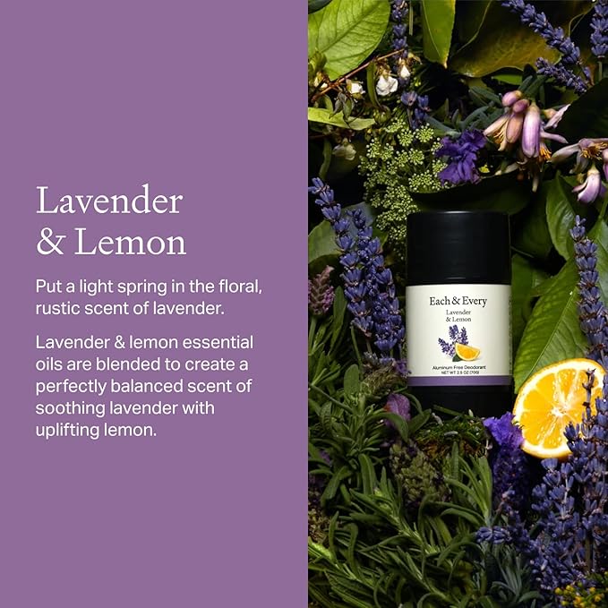 Each & Every All Natural Deodorant for Women & Men - Sensitive Skin, Vegan, Baking Soda & Aluminum-Free Deodorant - Clean Long Lasting Odor Control - Multiple Scents, Natural Fragrance (0.5oz, 2pk)