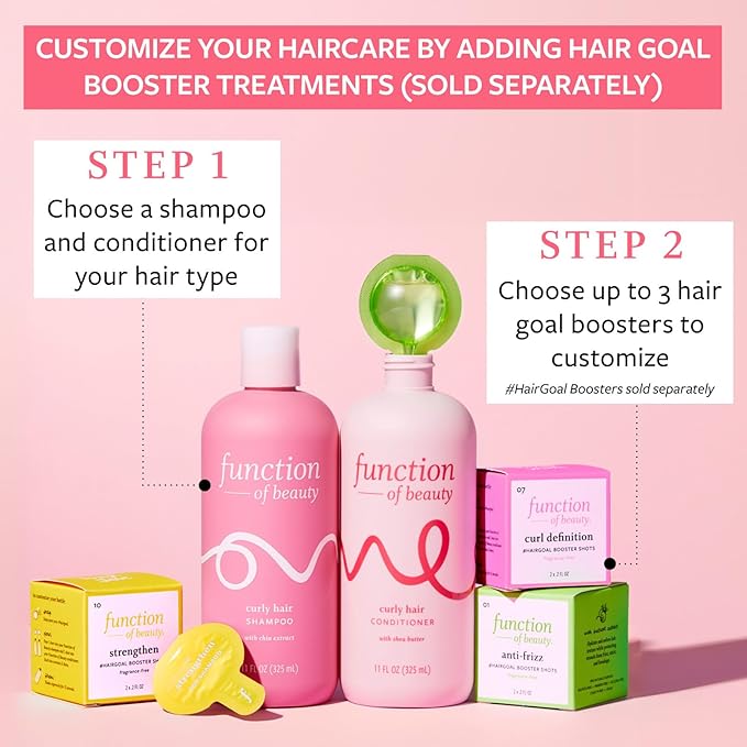 Function of Beauty Curly Hair Shampoo & Conditioner Set - Sulfate-Free Shampoo & Conditioner Duo for Natural Curls & Bounce - Curl Defining, Hydrating & Moisturizing - Dry & Dull Hair Care Products