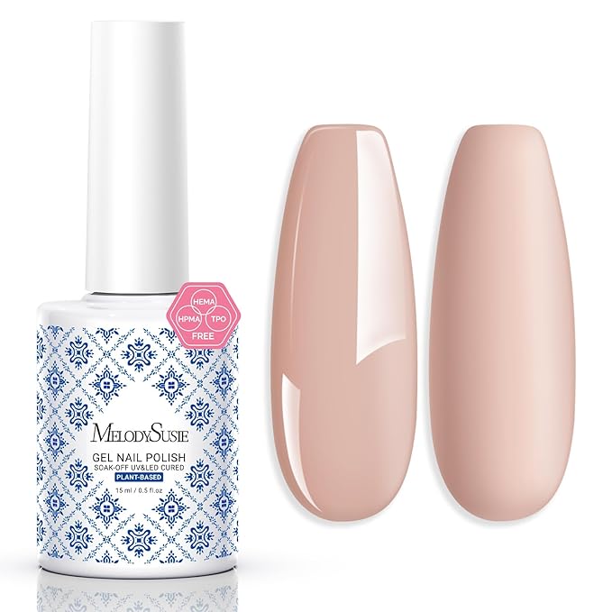 MelodySusie Fleurwee Plant Based Gel Nail Polish, Hema Free Light Mocha Nail Polish, Soak Off UV LED Gel Polish Gift for Women 21 Non Toxic Long Lasting Nail Art Manicure Salon DIY at Home B1402