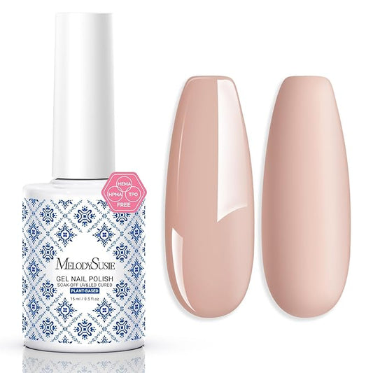 MelodySusie Fleurwee Plant Based Gel Nail Polish, Hema Free Light Mocha Nail Polish, Soak Off UV LED Gel Polish Gift for Women 21 Non Toxic Long Lasting Nail Art Manicure Salon DIY at Home B1402