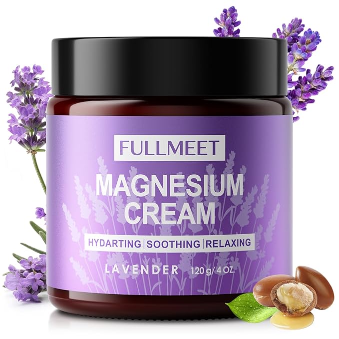 Magnesium Cream for Sleep, Lavender Magnesium Lotion for Muscle Relaxation & Soothing Anxiety, Non-Greasy, Deep Hydration, Magnesium Body Lotion for Skin Care(4 OZ)