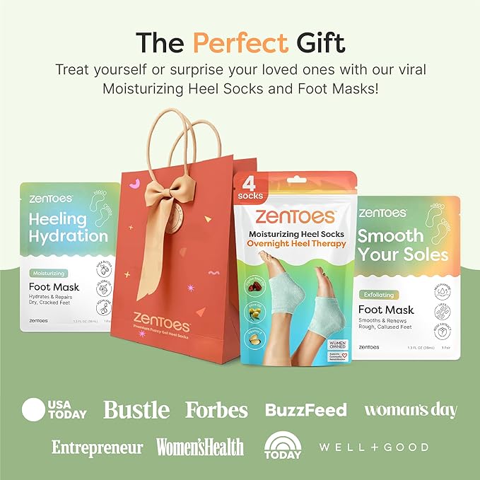 ZenToes Exfoliating Foot Mask for Dry Cracked Feet | Urea, Niacinamide & Rose Extract Infused No Harsh Foot Peeling Mask | Spa Experience At Home | Mess Free Design | Cucumber Rose Scented, 3 Pairs