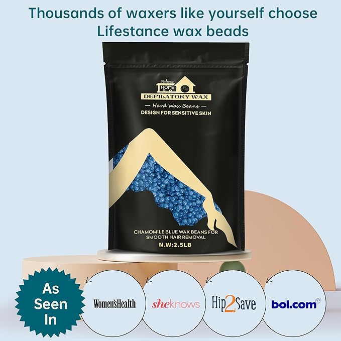 Lifestance 2.5lb Wax Beads Kit, Chamomile Hard Wax Beans For Hair Removal Brazilian Bikini Face, Painless Waxing for Fine Coarse Hair Women Men Large Refill for Wax Warmers at Home